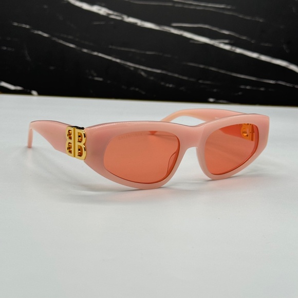 Balenciaga Pink Sunglasses with Gradient Red Lenses and Gold BB Accents main image 9